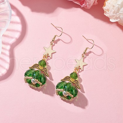 Angel Star Handmade Glass Seed Beads & Glass Dangle Earrings for Women EJEW-MZ00393-09-1