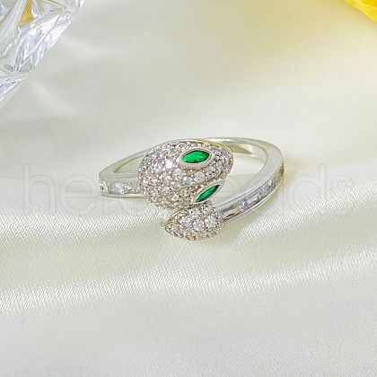 Snake Brass Micro Pave Cubic Zirconia Cuff Rings FS-WG5D2E3-05-1
