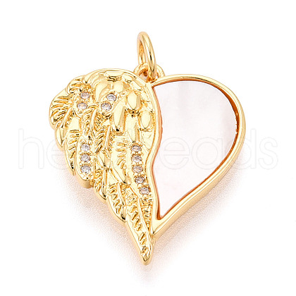 Brass Micro Pave Clear Cubic Zirconia Pendants KK-N268-46G-1
