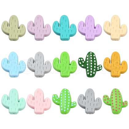 30Pcs 15 Colors Food Grade Eco-Friendly Silicone Focal Beads SIL-CJ0001-09-1