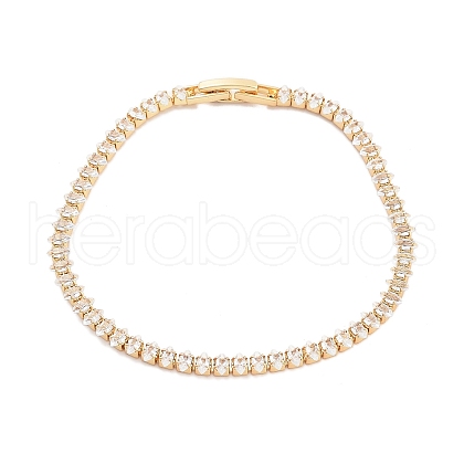 Brass Pave Clear Cubic Zirconia Horse Eye Link Bracelets BJEW-YWC0002-03A-G-1