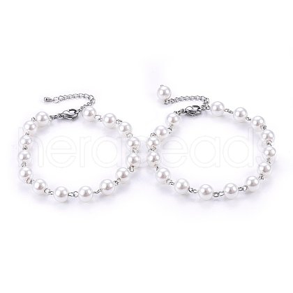 Acrylic Imitation Pearl Bracelets BJEW-O168-10P-1