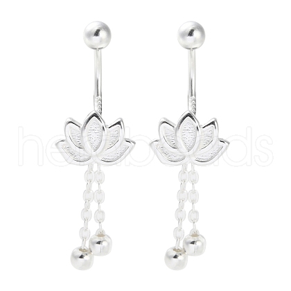 999 Fine Silver Flower Ear Plug Gauges EJEW-P296-09S-1