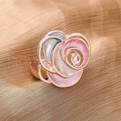 Zinc Alloy & Enamel Finger Rings for Women RJEW-M101-01E-G-1