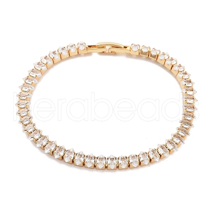 Brass Pave Clear Cubic Zirconia Horse Eye Link Bracelets BJEW-YWC0002-03B-G-1
