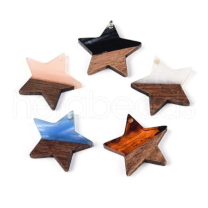 Resin & Walnut Wood Pendants RESI-T057-37M-1