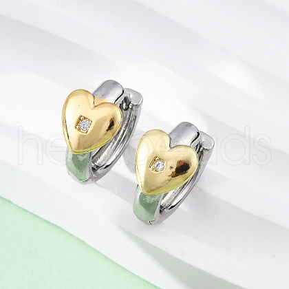 Brass Micro Pave Clear Cubic Zirconia Hoop Earrings EJEW-H158-19B-GP-1