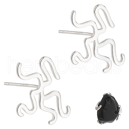 BENECREAT 1 Pair Sterling Silver Studs Earrings Findings STER-BC0002-68P-1