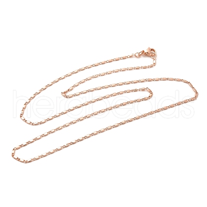 1.5mm Rack Plating Brass Oval Link Chain Necklaces for Women Men MAK-L044-32RG-1