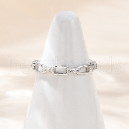 Sterling Silver Cubic Zirconia Adjustable Finger Rings for Women RJEW-B128-03-1