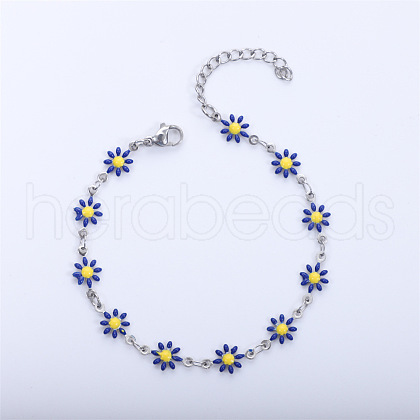 Daisy Alloy Enamel Link Chain Bracelets for Women FS-WGBA8A6-03-1