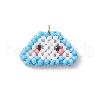 Glass Seed Beaded Cloud Pendants PALLOY-MZ00568-1