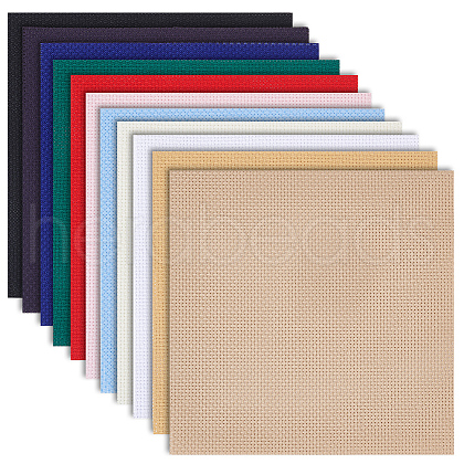 BENECREAT 11Pcs 11 Colors 14CT Cross Stitch Fabric Sheets DIY-BC0012-12-1