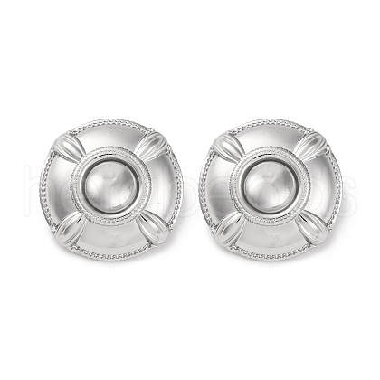304 Stainless Steel Flat Round Stud Earrings EJEW-K295-17P-1