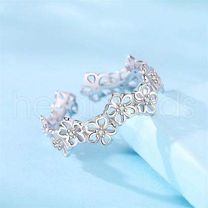 925 Sterling Silver Micro Pave Cubic Zirconia Cuff Rings WG9280B-01-1