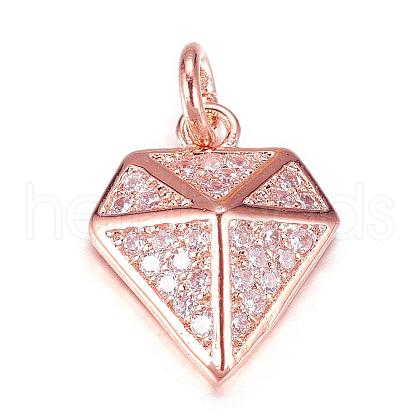 Brass Micro Pave Cubic Zirconia Charms ZIRC-P060-20RG-1