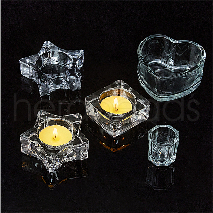 Fingerinspire 5Pcs 5 Styles Glass Tealight Candle Holder AJEW-FG0003-37-1