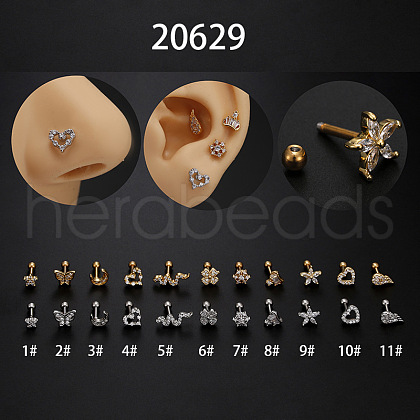 316L Stainless Steel Micro Pave Clear Cubic Zirconia Cartilage Earrings WG81DDE-01-1