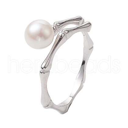 Round Natural Pearl Finger Rings RJEW-P113-11P-1