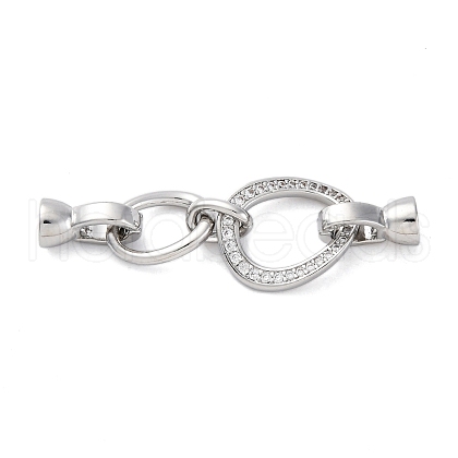 Brass Micro Pave Clear Cubic Zirconia Fold Over Clasps KK-U059-24P-1