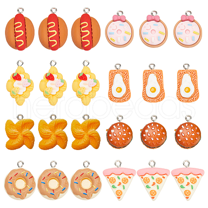 SUNNYCLUE 32Pcs 8 Styles Foods Opaque Resin Pendants RESI-SC0003-37-1