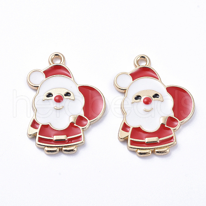 Golden Plated Alloy Enamel Pendants ENAM-D040-C03-G-1
