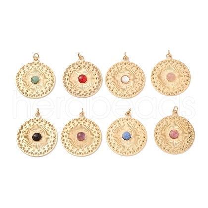 Natural Mixed Stone Pendants STAS-E043-01G-1