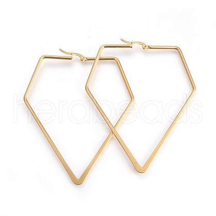201 Stainless Steel Angular Hoop Earrings EJEW-A053-10G-1