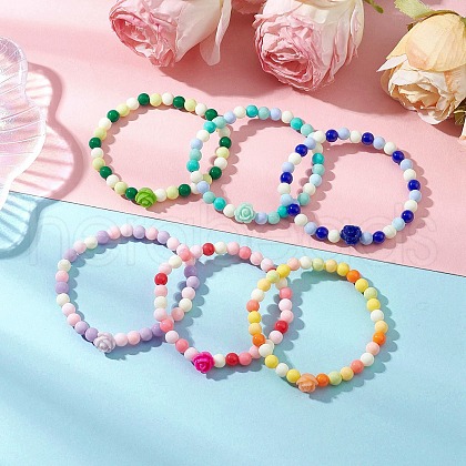 Acrylic Beaded Bracelets BJEW-JB11701-1