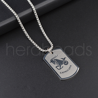 Rectangle with Constellation Alloy Pendant 316L Surgical Stainless Steel Chain Necklaces WG3A89F-09-1