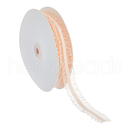 15 Yards Polyester Ruffled Elastic Lace Trim OCOR-WH0088-81C-1