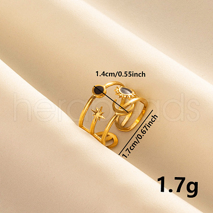 304 Stainless Steel Enamel Cuff Ring HA8093-3-1