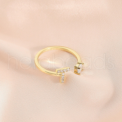Fashionable Brass Cubic Zirconia Cuff Rings FS-WG4936F-04-1
