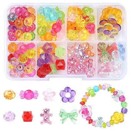 129Pcs Transparent Acrylic Beads MACR-YW0003-11-1