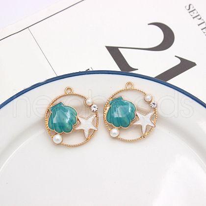 Alloy Enamel Pendants OCEA-PW0001-37D-1