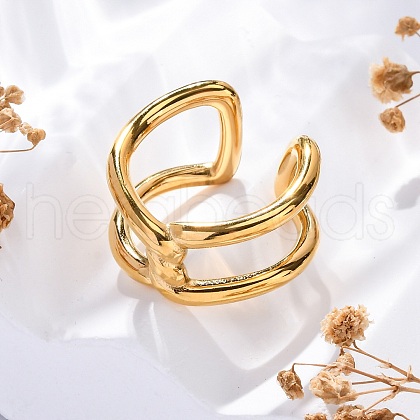 Knot 304 Stainless Steel Open Cuff Ring RJEW-Z082-01A-G-1