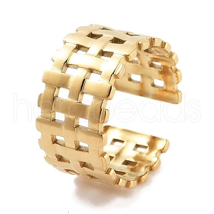 304 Stainless Steel Net Open Cuff Rings RJEW-K273-02G-1