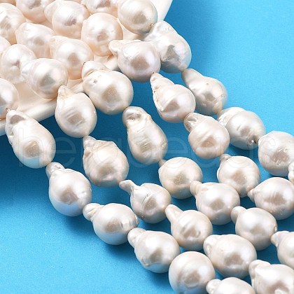 Natural Nucleated Pear Beads Strands PEAR-B004-15I-04A-1