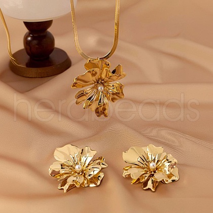 Flower Alloy Earrings & Pendant Necklaces Sets for Women FS-WGBCE4A-01-1