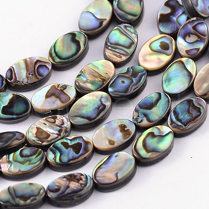 Natural Abalone Shell/Paua Shell Beads Strands SSHEL-G003-8-8x12mm-1