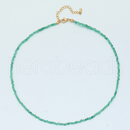Natural Green Aventurine Faceted Round Beaded Necklaces GJ4349-7-1