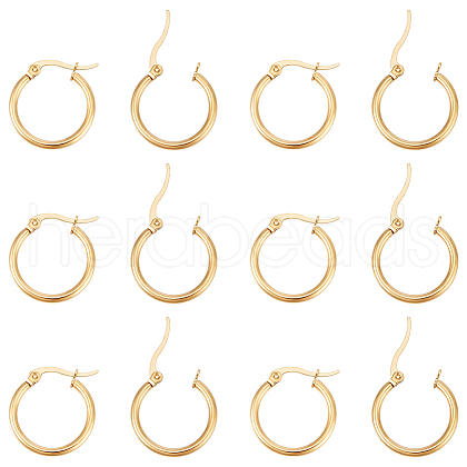 Unicraftale 12 Pairs 201 Stainless Steel Hoop Earrings for Women EJEW-UN0002-43-1