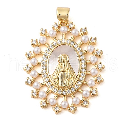 Brass Micro Pave Clear Cubic Zirconia Pendants KK-I712-21G-1