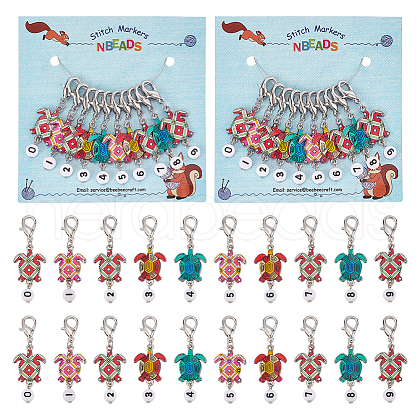 Alloy Enamel Sea Turtle with Number Pendant Locking Stitch Markers HJEW-PH01859-1