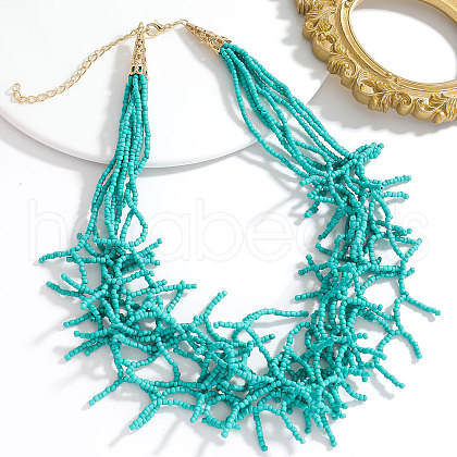 Boho Coral Shaped Glass Seed Beaded Cluster Necklaces FS-WGDCDA2-04-1