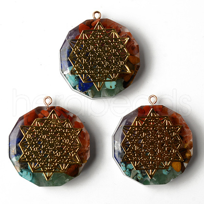 Flat Round Epoxy Resin Pendants G-R478-22H-1