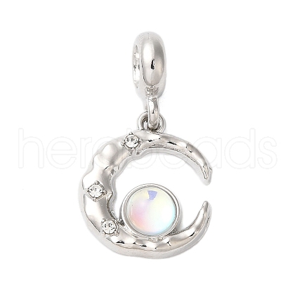 Rack Plating Alloy Rhinestone Glass European Dangle Charms X-PALLOY-S189-33P-1