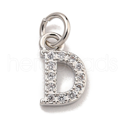 Initial Letter Brass with Cubic Zirconia Charms KK-Q814-26D-P-1
