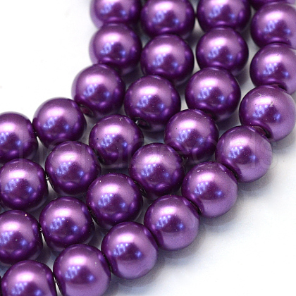 Baking Painted Pearlized Glass Pearl Round Bead Strands X-HY-Q003-4mm-37-1