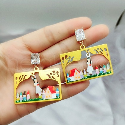 Alloy Rhinestone Stud Earrings FS-WGE0AD6-01-1